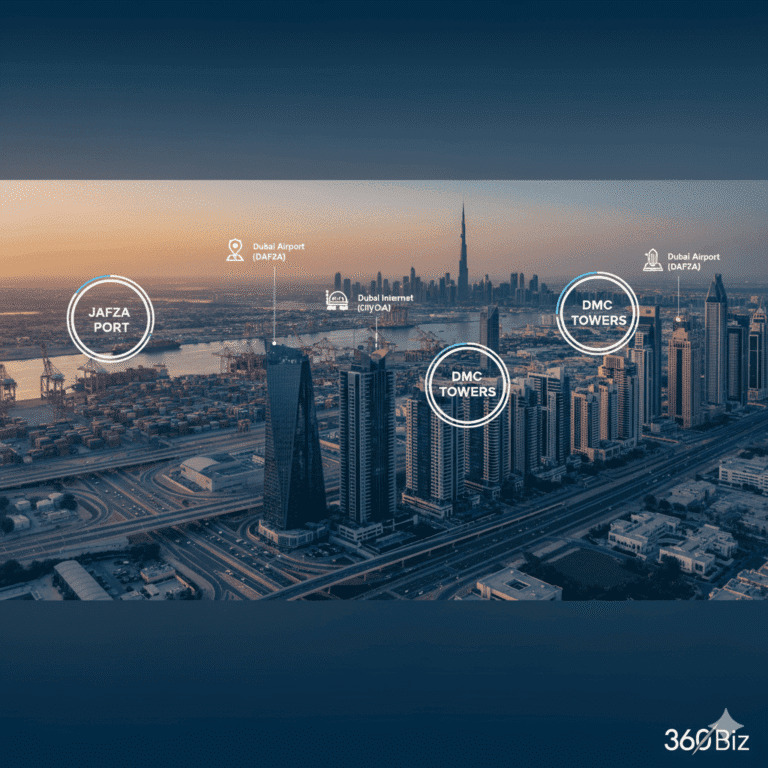 Disadvantages of Free Zone Companies in Dubai,Dubai Free Zone skyline showing business hubs and trade centers.
