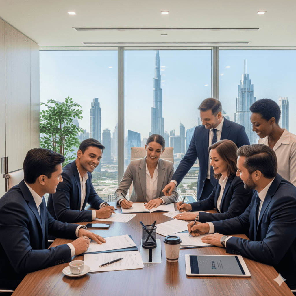 "360Biz assisting clients with company formation process in Dubai CommerCity"
