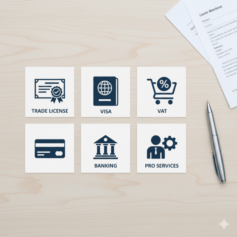 Services offered by the top 10 business setup companies in Dubai including licenses, visas, and compliance.
